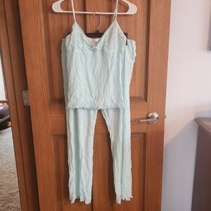 Women's Light Blue Lace Trim Sleepwear Set